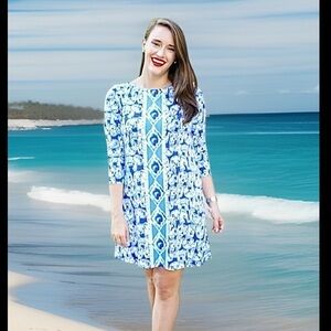Lilly Pulitzer Ophelia Swing Dress in Get Trunky Medium Women Blue Elephants